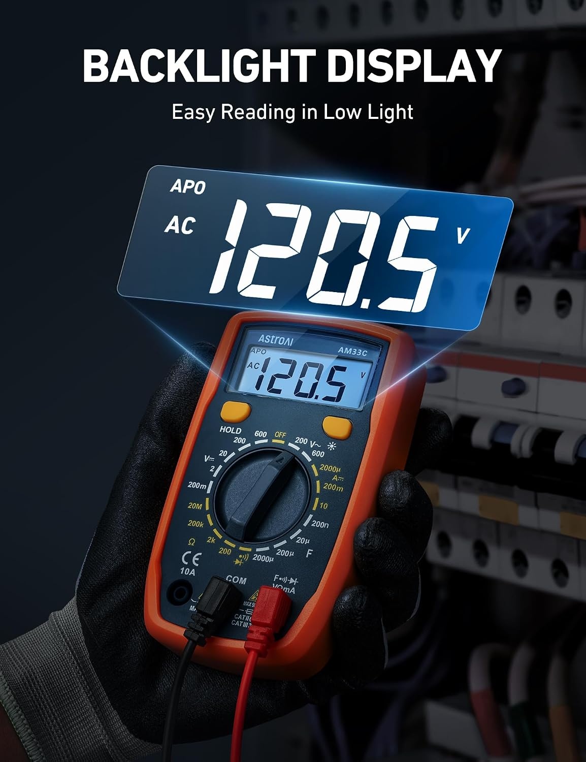 image:imageAstroAI Digital Multimeter Tester 2000 Counts with DC AC Voltmeter and Ohm Volt Amp Meter Measures Voltage Current Resistance Continuity and Diode BlueOrange