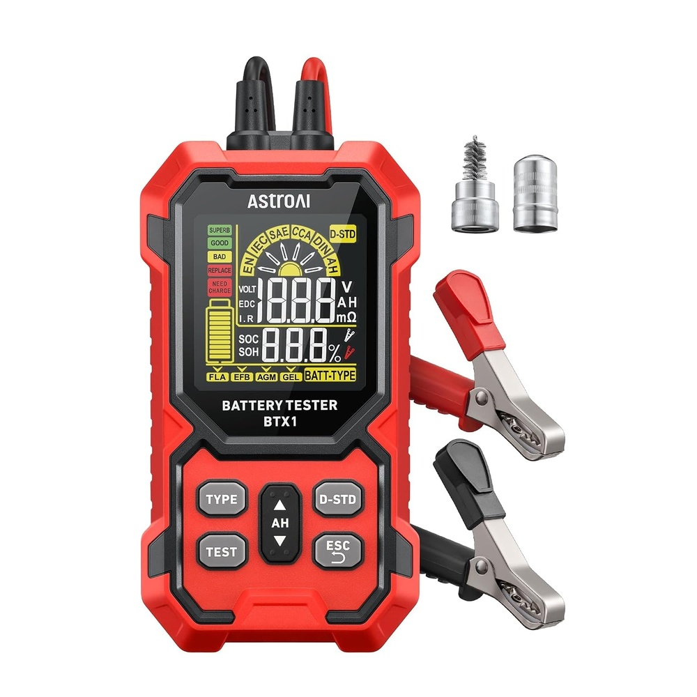 image:imageAstroAI Car Battery Tester 12V24V 1002000 CCA Alternator amp Charging System Analyzer Compatible with FLAAGMGelEFB for Cars Trucks RVs amp Marine Vehicles