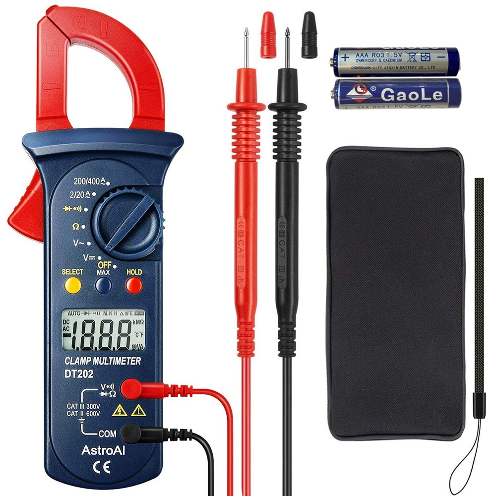 image:imageAstroAI Digital Clamp Meter 2000 Counts Multimeter Amp Meter with Auto Ranging Measures Voltage Tester AC Current Resistance Continuity Tests DiodesSmall