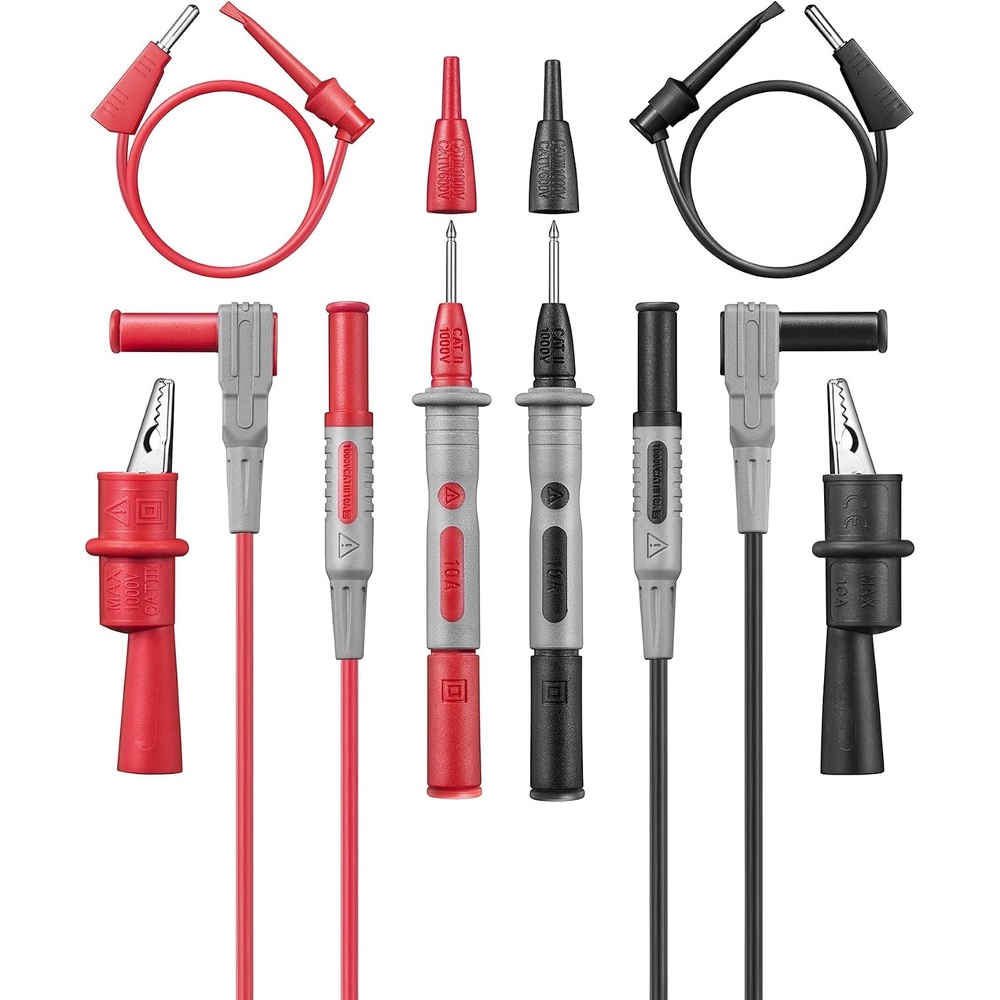 image:imageAstroAI Digital Multimeter TRMS 4000 Counts Volt Meter Manual and Auto Ranging Measures Voltage Tester Current Resistance Continuity Frequency Tests Diodes Temperature RedTest leads Set