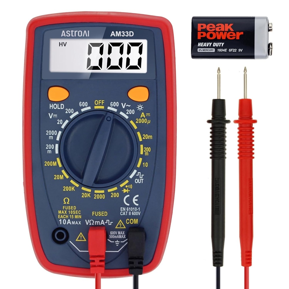 image:imageAstroAI Digital Multimeter Tester 2000 Counts with DC AC Voltmeter and Ohm Volt Amp Meter Measures Voltage Current Resistance Continuity and Diode BlueBlue