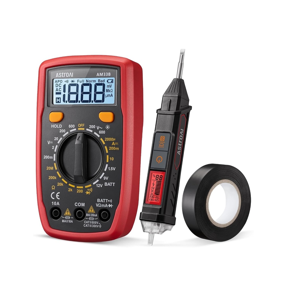 image:imageAstroAI Digital Multimeter Tester 2000 Counts with DC AC Voltmeter and Ohm Volt Amp Meter Measures Voltage Current Resistance Continuity and Diode BlueMulticoloredTest Kit