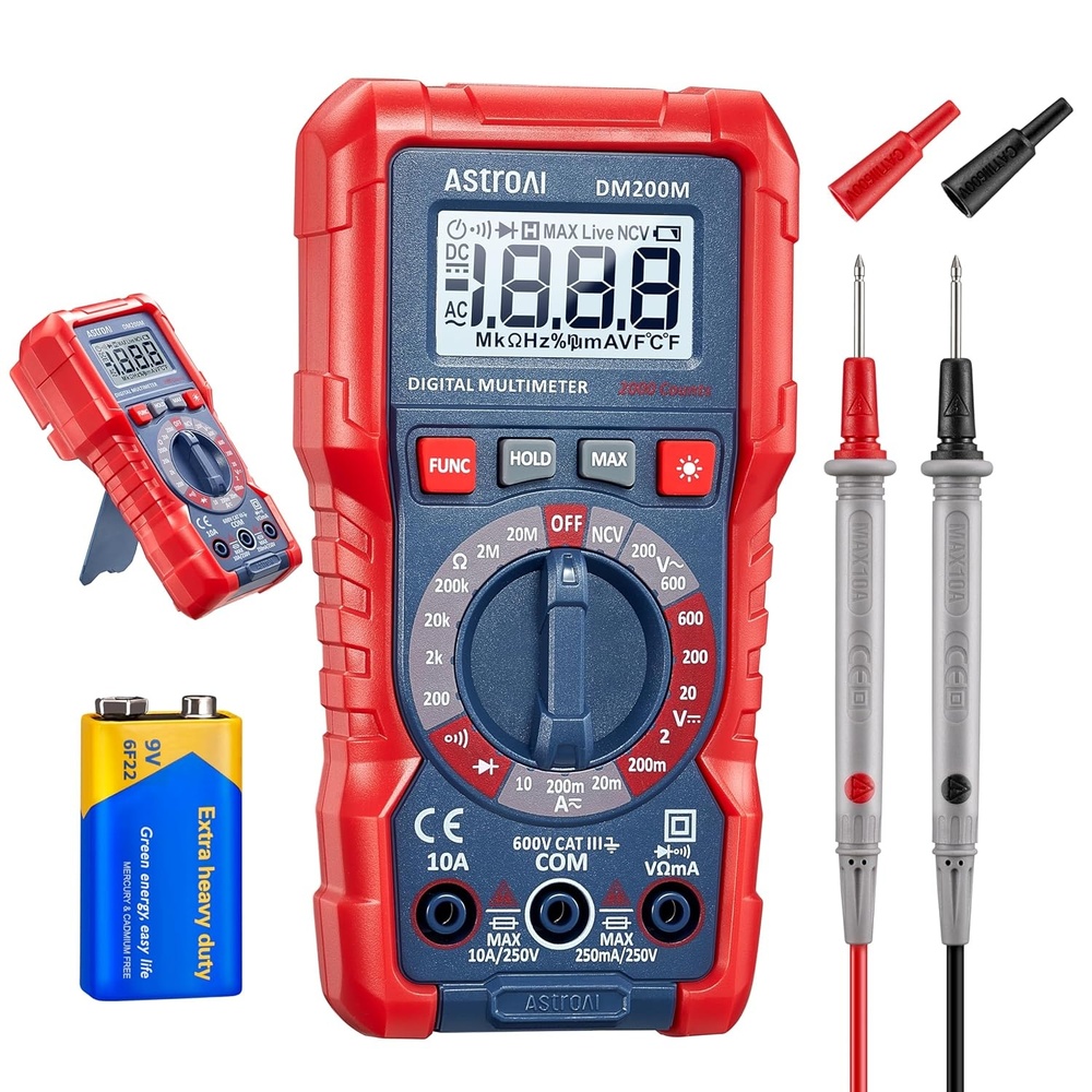 image:imageAstroAI Digital Multimeter Voltage Tester TRMS 2000 Counts Volt Meter Fast and Accurately Measures ACDC Voltage amp Current Resistance Diode Continuity and NCV DM200M