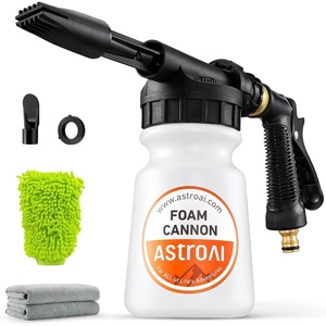AstroAI Foam Gun Car Wash Gun with Wash Mitt & Microfiber Towel, Quick Connect to Most Garden Hose, Foam Blaster Equips with 3/4” Universal Garden 3/8″ Quick Connector,Orange Lable