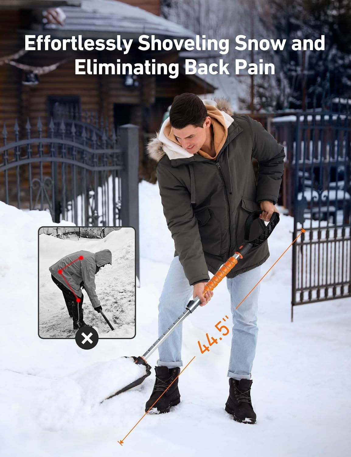 image:imageAstroAI Lightweight Snow Shovel for Driveway Extendable Snow Shovel for car with Thickened Aluminum Handle and Blade Portable and Multifunctional for Cars Snowmobiles Camping and Emergency