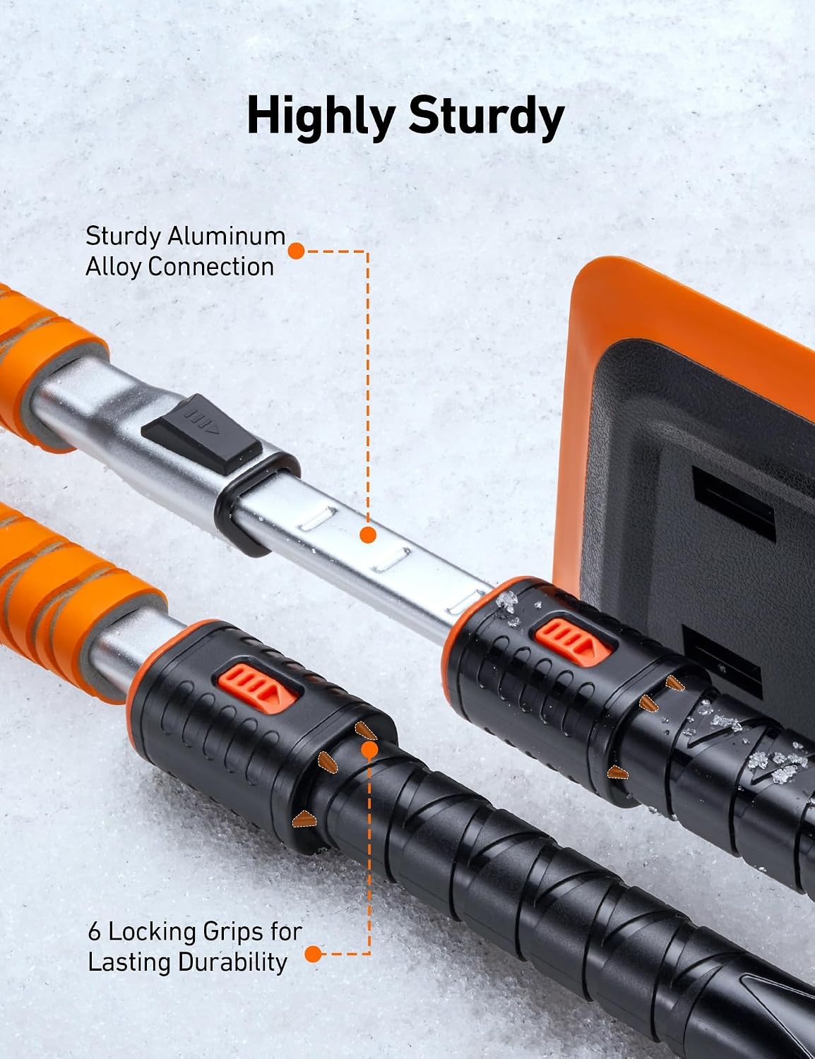 image:imageAstroAI 472 Inch 2in1 Snow Scraper for car Snow Broom and Detachable Ice Scraper with NonAbrasive Silicone Head for Cars Trucks SUVs