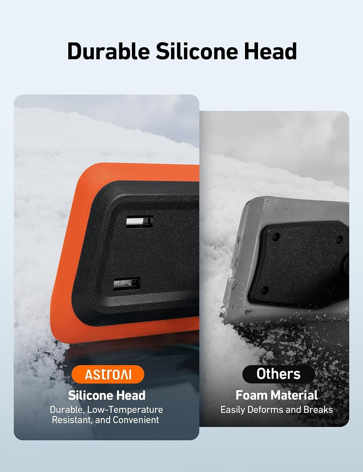image:imageAstroAI 472 Inch 2in1 Snow Scraper for car Snow Broom and Detachable Ice Scraper with NonAbrasive Silicone Head for Cars Trucks SUVs