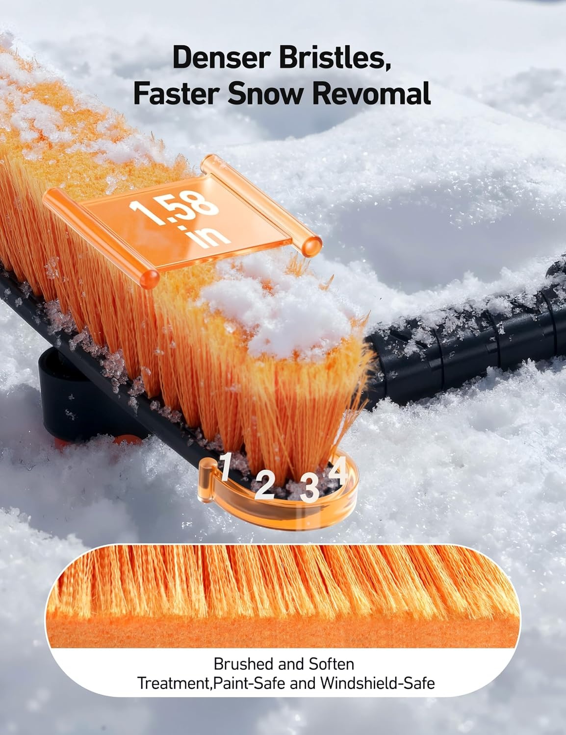image:imageAstroAI 624 Ice Scrapers for Car Windshield and Extendable Snow Brush with Foam Grip and 360 Pivoting Brush Head for Christmas Car Auto Truck SUVOrange