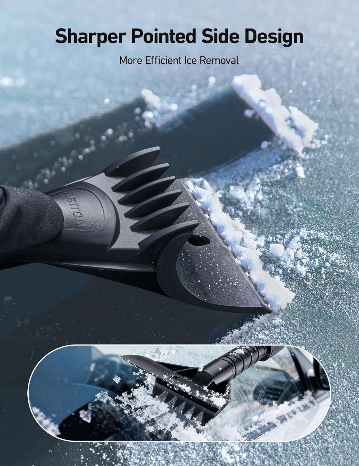 image:imageAstroAI 624 Ice Scrapers for Car Windshield and Extendable Snow Brush with Foam Grip and 360 Pivoting Brush Head for Christmas Car Auto Truck SUVOrange