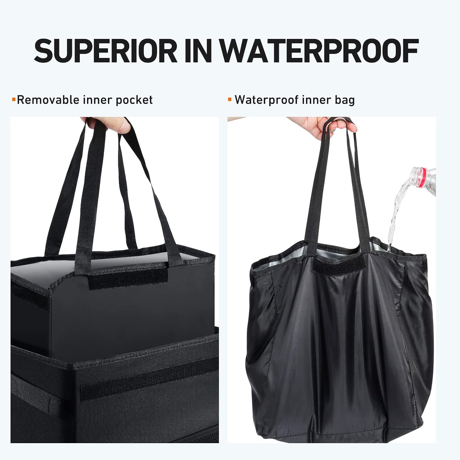 image:imageAstroAI Car Trash Can with Lid and Storage Pockets LeakProof Waterproof Car Garbage Can Large Opening Multipurpose Folding Trash Bin for Car