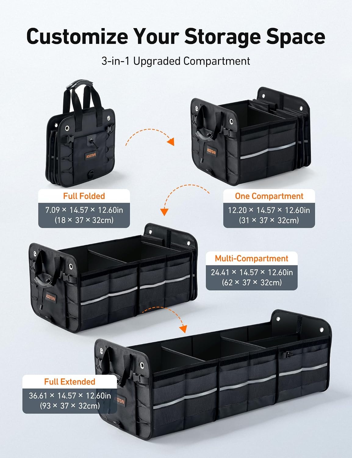 image:imageAstroAI Car Trunk Organizer Storage Portable Collapsible Large