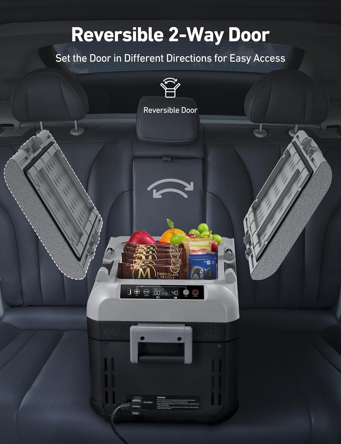 image:imageAstroAI Dual Zone 12V Car Refrigerator Separate Control Portable Freezer 20 Quart18L Camping Fridge with Reversible 2Way Door for Car RV Truck Van Boat for Camping Travel Fishing Outdoor