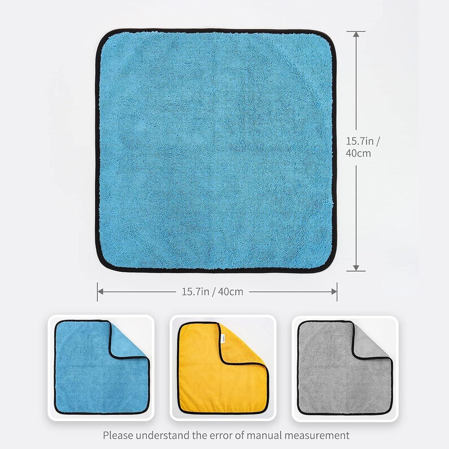 image:imageAstroAI Microfiber Towels for Cars 6Pack Absorbent and Reusable Microfiber Cleaning Cloth for CarDomestic Cleaning Yellow Blue Gray 16 x 16