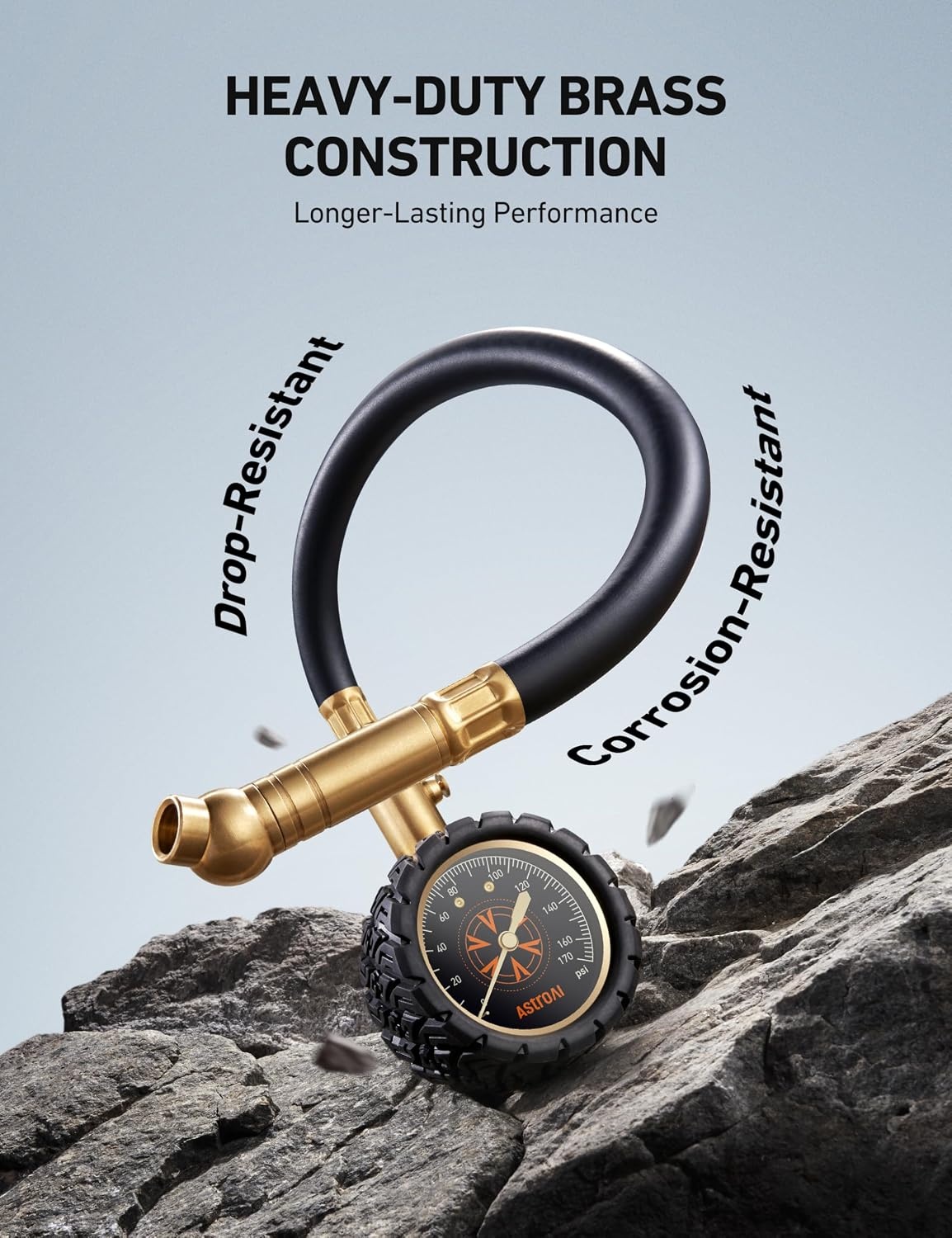 image:imageAstroAI Tire Pressure Gauge 6170 PSI Certified ANSI B4011 Accurate with Large 2 Dial Easy to Read Compatible with Cars Trucks SUVs Motorcycles Bicycles with Schrader Valve