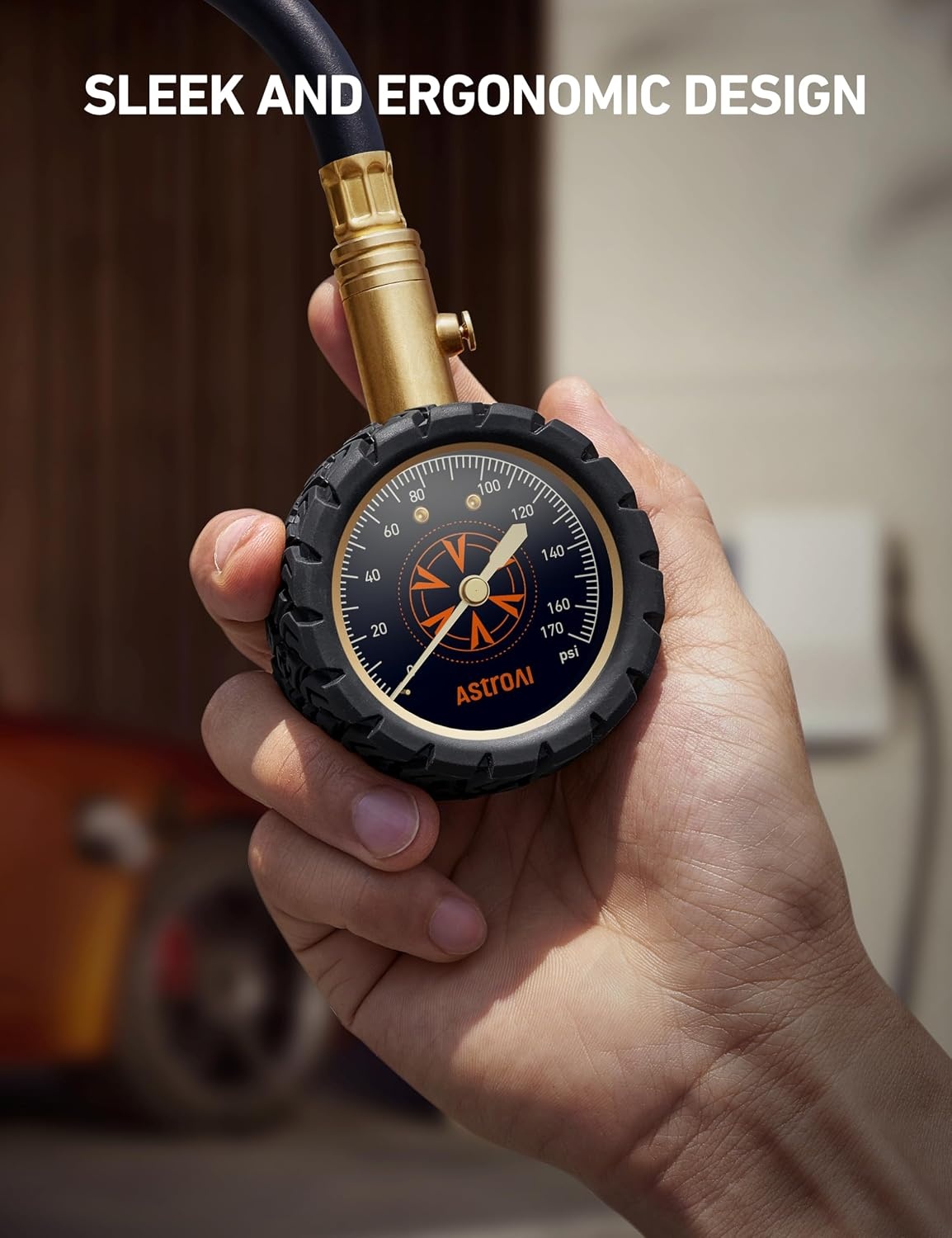 image:imageAstroAI Tire Pressure Gauge 6170 PSI Certified ANSI B4011 Accurate with Large 2 Dial Easy to Read Compatible with Cars Trucks SUVs Motorcycles Bicycles with Schrader Valve
