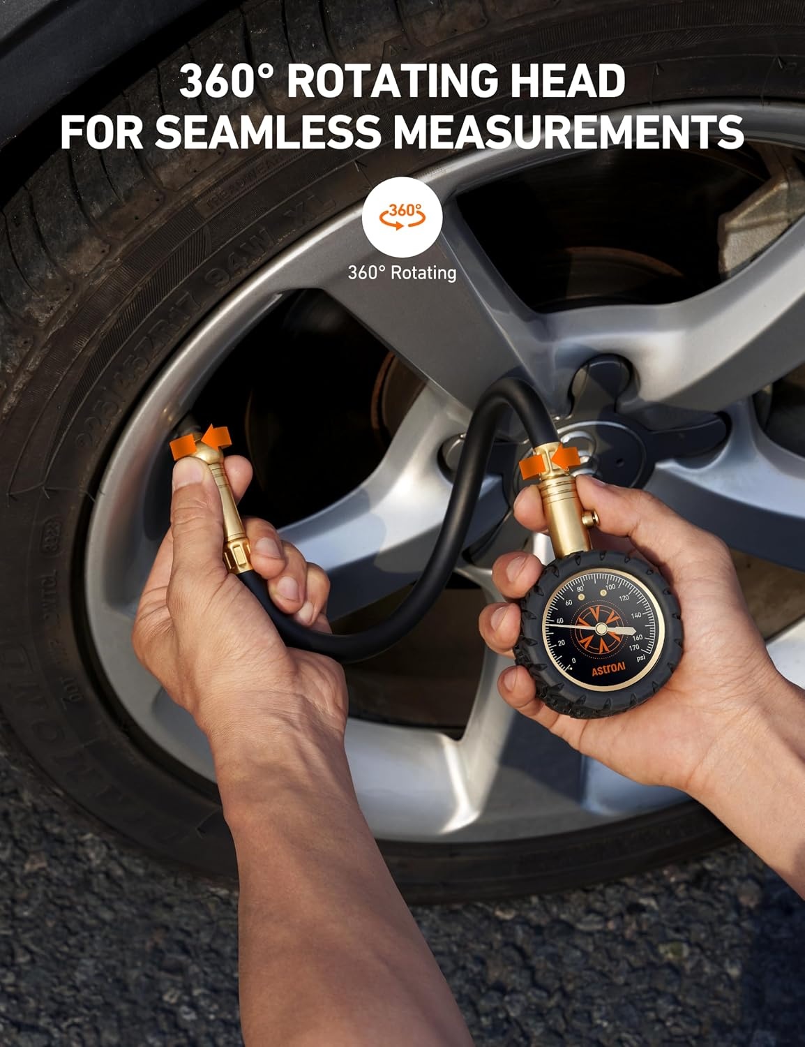 image:imageAstroAI Tire Pressure Gauge 6170 PSI Certified ANSI B4011 Accurate with Large 2 Dial Easy to Read Compatible with Cars Trucks SUVs Motorcycles Bicycles with Schrader Valve