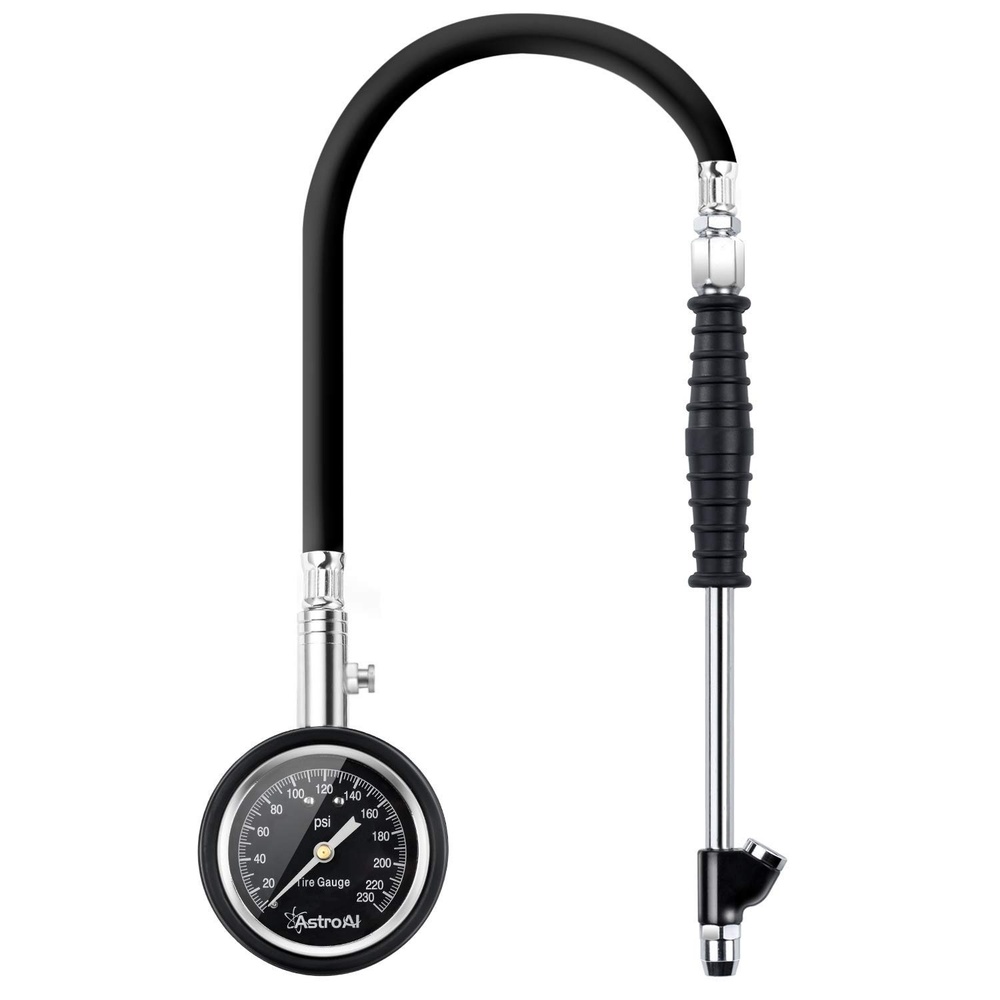 image:imageAstroAI Heavy Duty RV Tire Pressure Gauge 230 PSI Certified ANSI B401 Accurate with Large 25 Easy Read Glow Dial Dual Head Stainless Steel Made for Car Truck Motorcycle