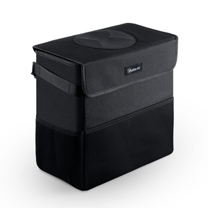 AstroAI Car Trash Can with Lid and Storage Pockets, Leak-Proof Waterproof Car Garbage Can Large Opening, Multipurpose Folding Trash Bin for Car