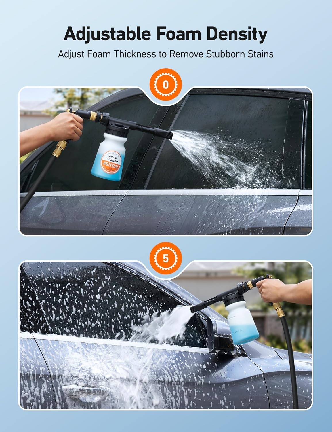 image:imageAstroAI Foam Gun Car Wash Gun with Wash Mitt Quick Connect to Most Garden Hose Foam Blaster Equips with 34 Universal Garden 38 Quick Connector Amber LableAmber