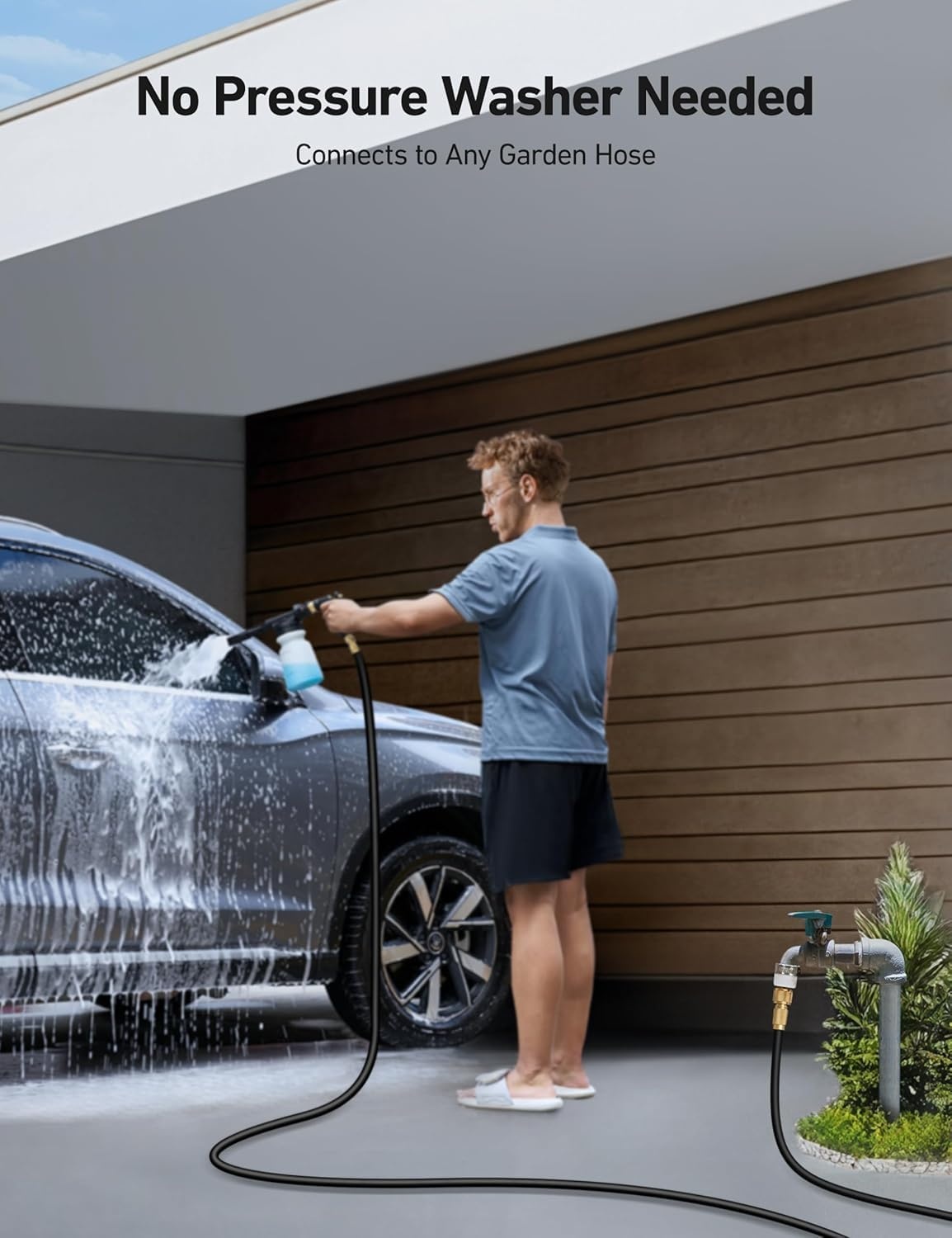image:imageAstroAI Foam Gun Car Wash Gun with Wash Mitt Quick Connect to Most Garden Hose Foam Blaster Equips with 34 Universal Garden 38 Quick Connector Amber LableAmber