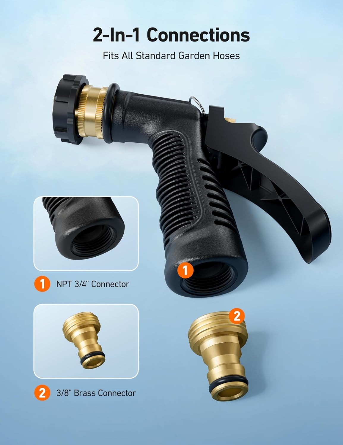 image:imageAstroAI Foam Gun Car Wash Gun with Wash Mitt Quick Connect to Most Garden Hose Foam Blaster Equips with 34 Universal Garden 38 Quick Connector Amber LableAmber